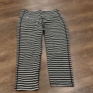 Athleta Black and White Striped Leggings